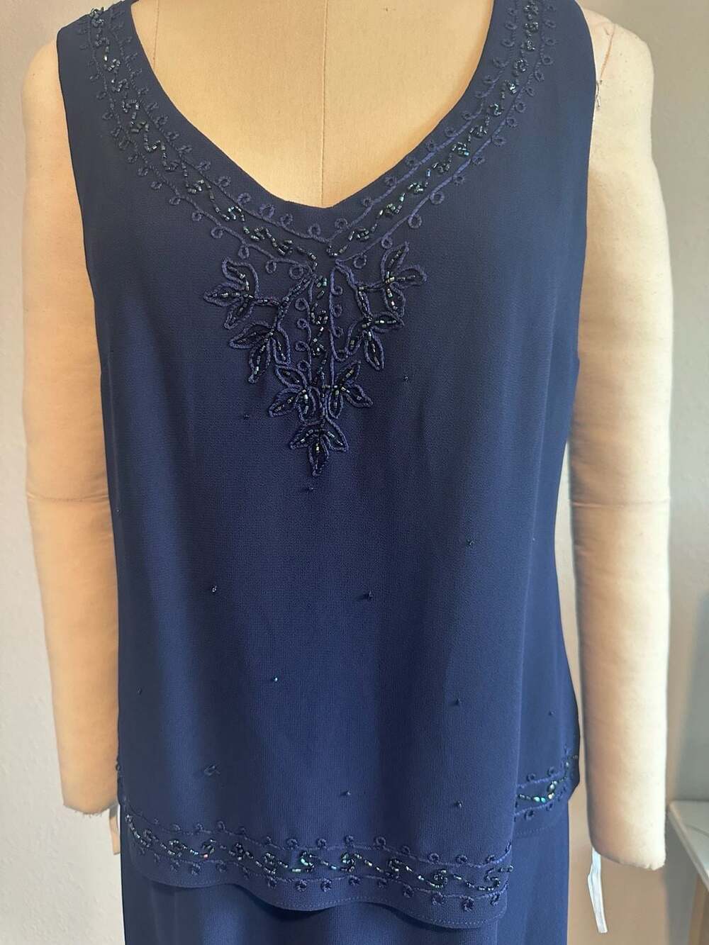 Women's R&M Richards Beaded Godet Jacket & Dress Set, - Picture 6 of 9